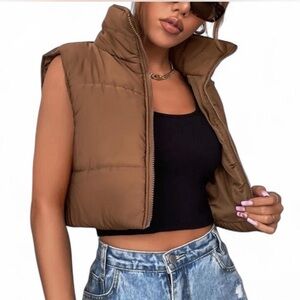 Chocolate brown puffer vest